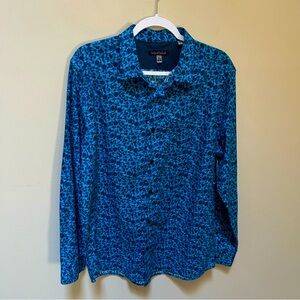 Lords of Harlech~new~Blue Floral Nigel Long Sleeve Button Front Shirt size Large
